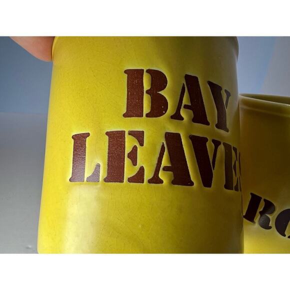 Vintage Kiln Craft Ceramic Herb Storage Canisters, MCM, Decorative, Yellow/Brown - Picture 8 of 9